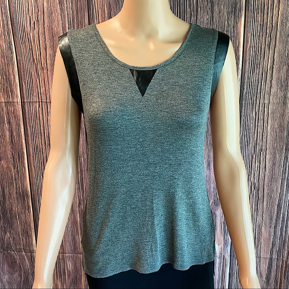 Pink Rose size small gray and black pleather faux leather lining blouse